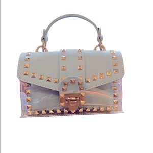 Blue gold stud bag with removable insert